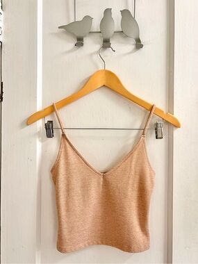 Forever 21 Rose Gold Shimmer V-Neck Top
